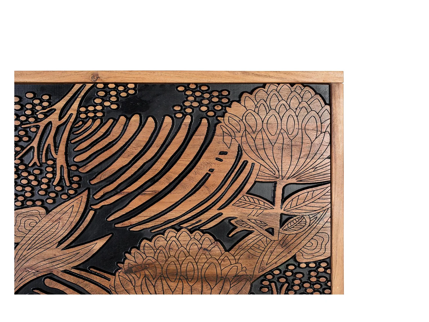 Tête de lit en bois d'acacia naturel et noir