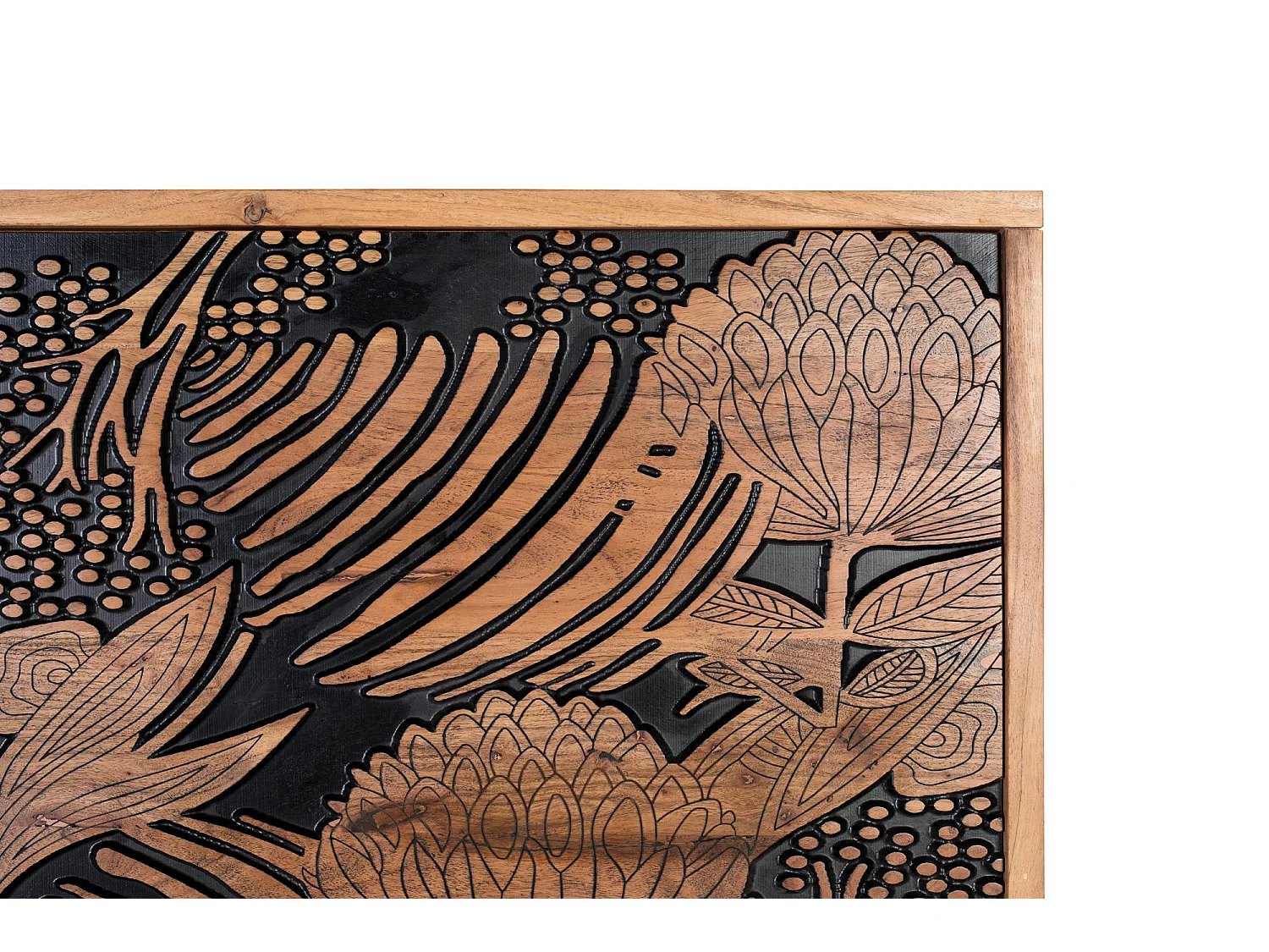 Tête de lit en bois d'acacia naturel et noir