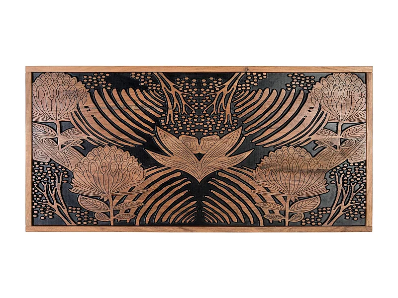 Kopfteil aus natürlichem und schwarzem Akazienholz