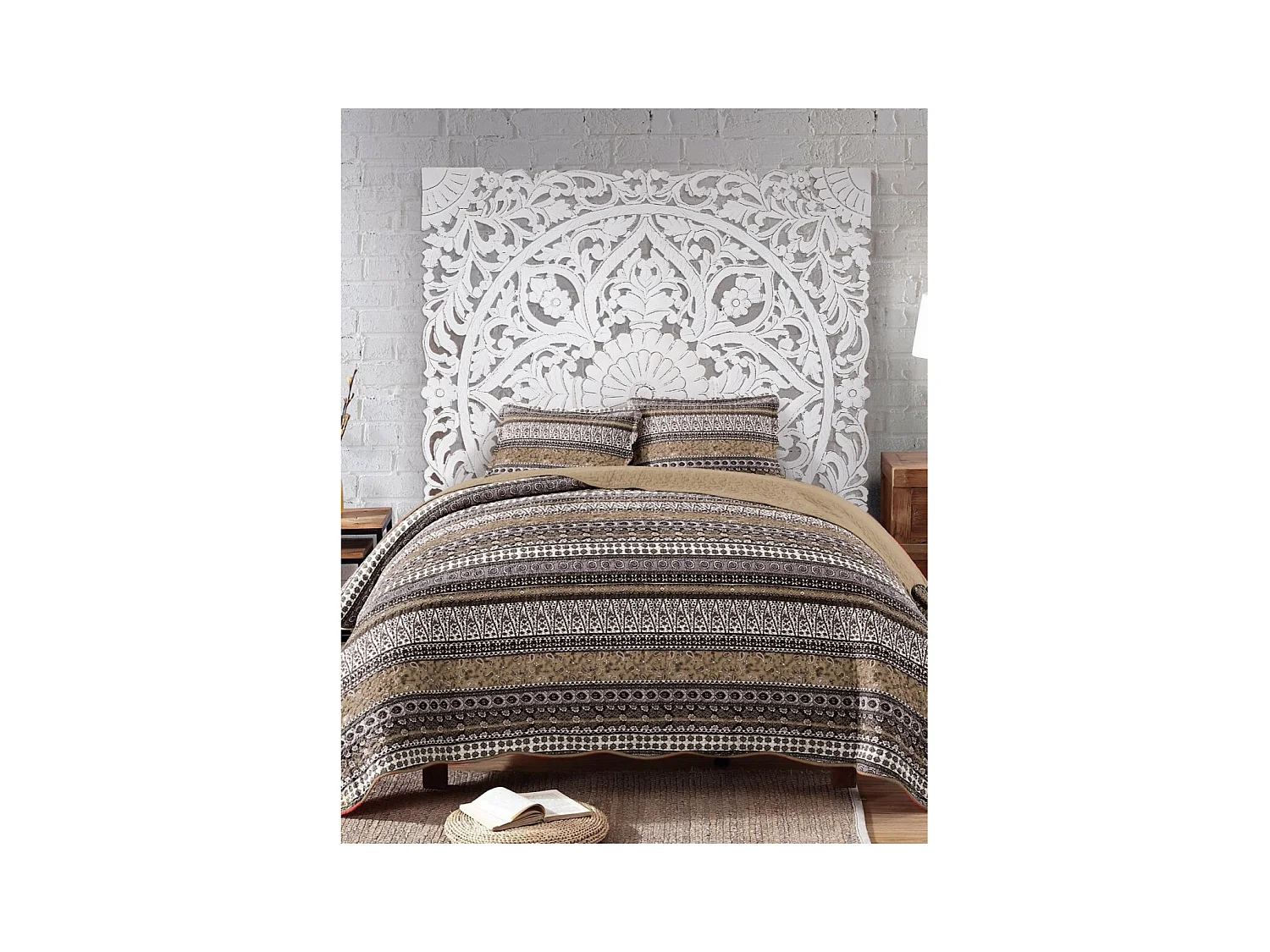 Tête de lit antique blanche sculptée à la main