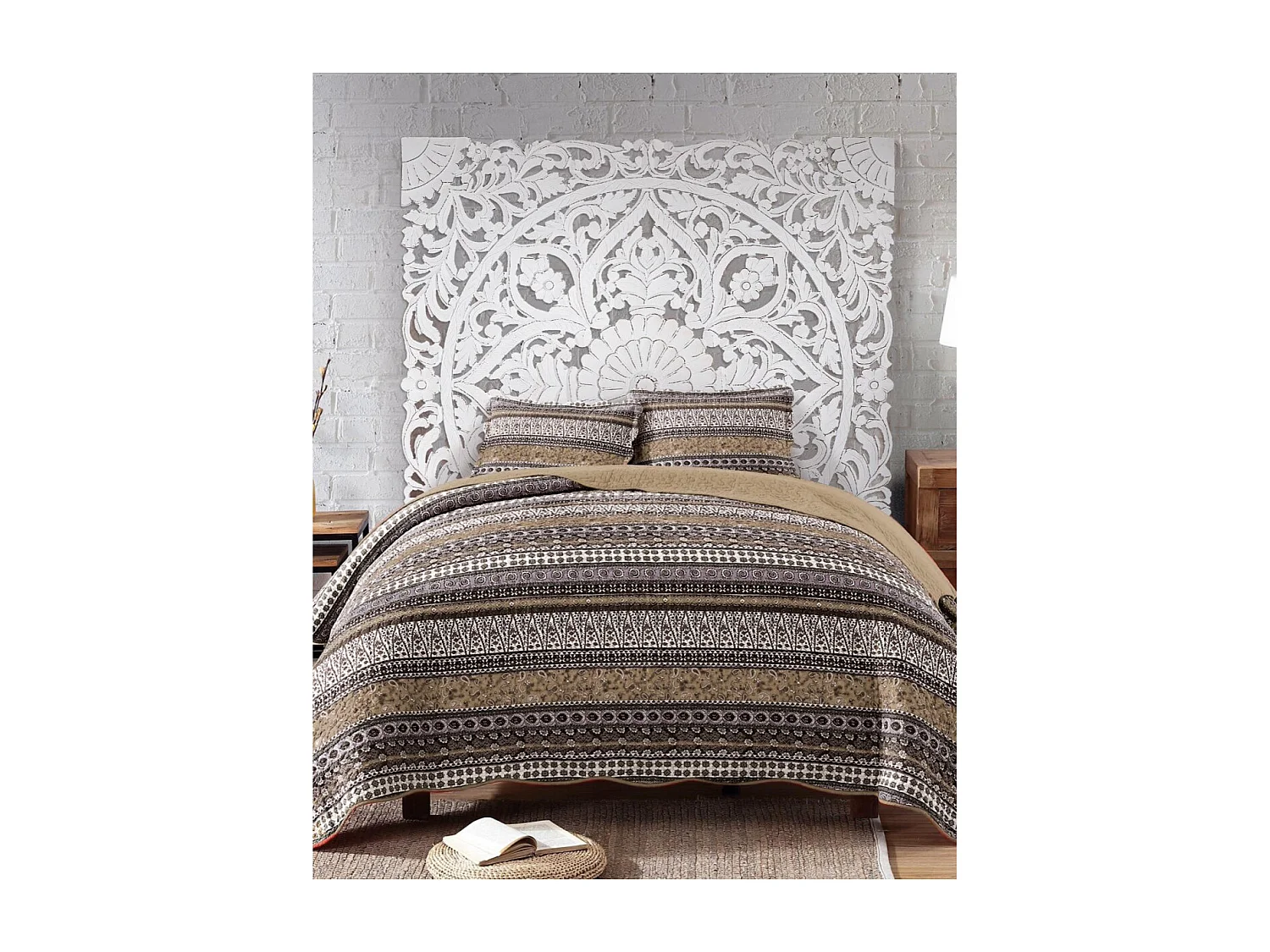 Tête de lit antique blanche sculptée à la main