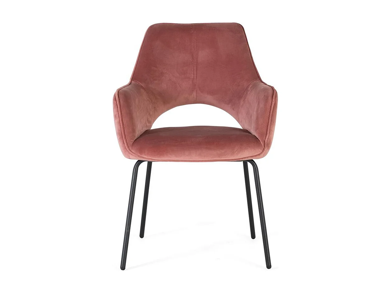 Kavel van 2 ligstoelen in bruin velours en metaal