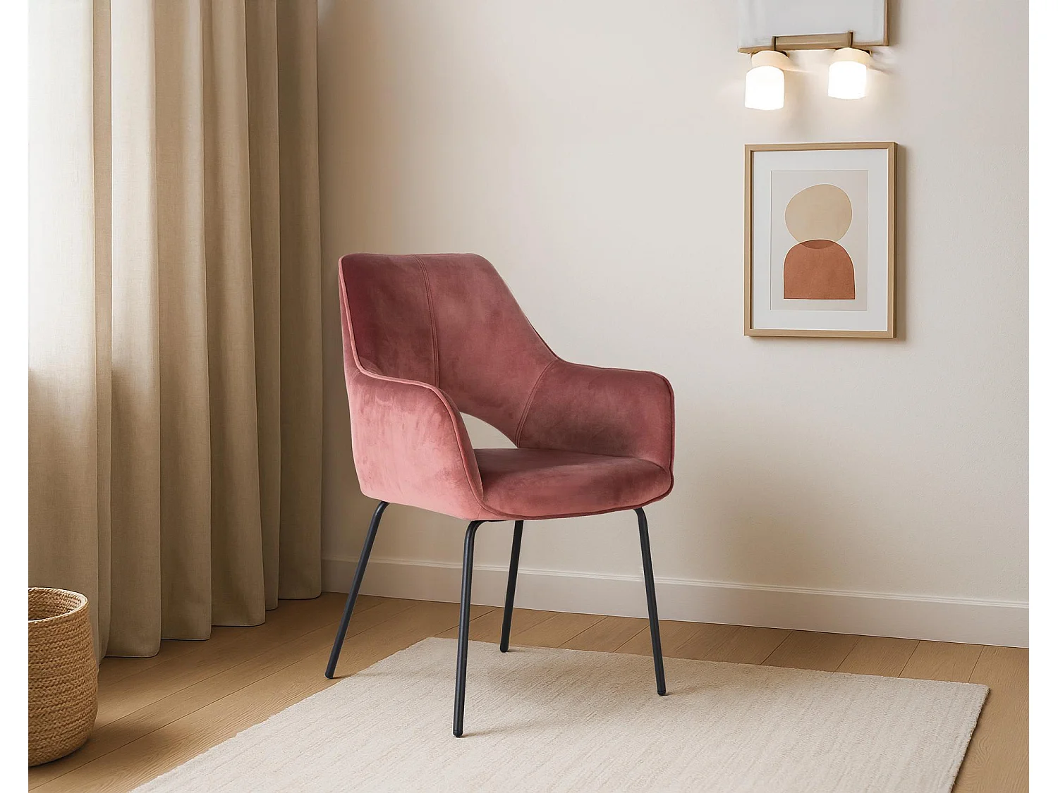 Kavel van 2 ligstoelen in bruin velours en metaal