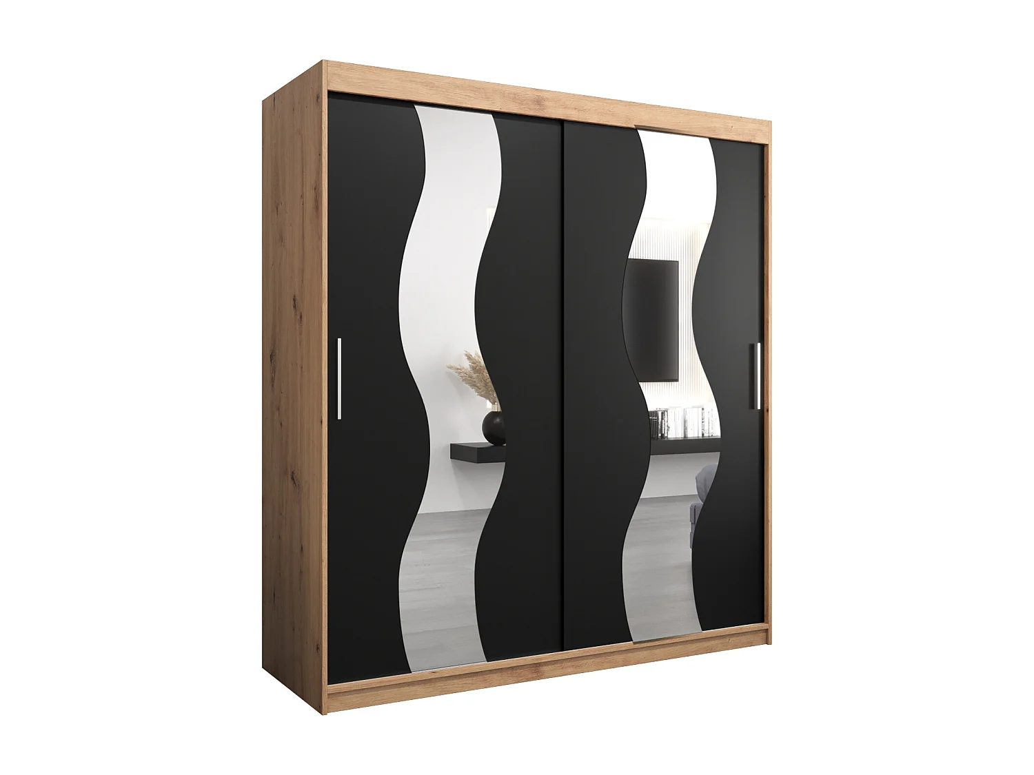 Sewilla kledingkast met schuifdeuren 200/180/62 2 deuren (artisan/zwart)