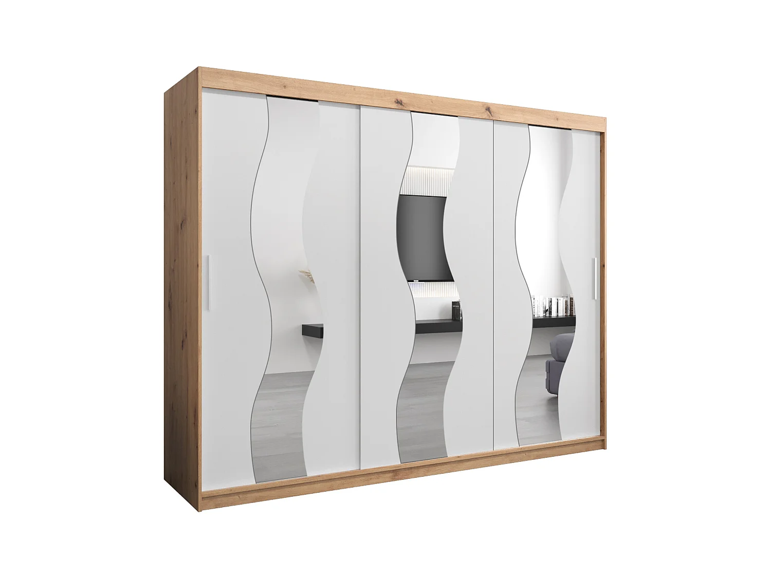 Armoire Sewilla À Portes Coulissantes 200/250/62 3 Portes (Artisan/Blanc)