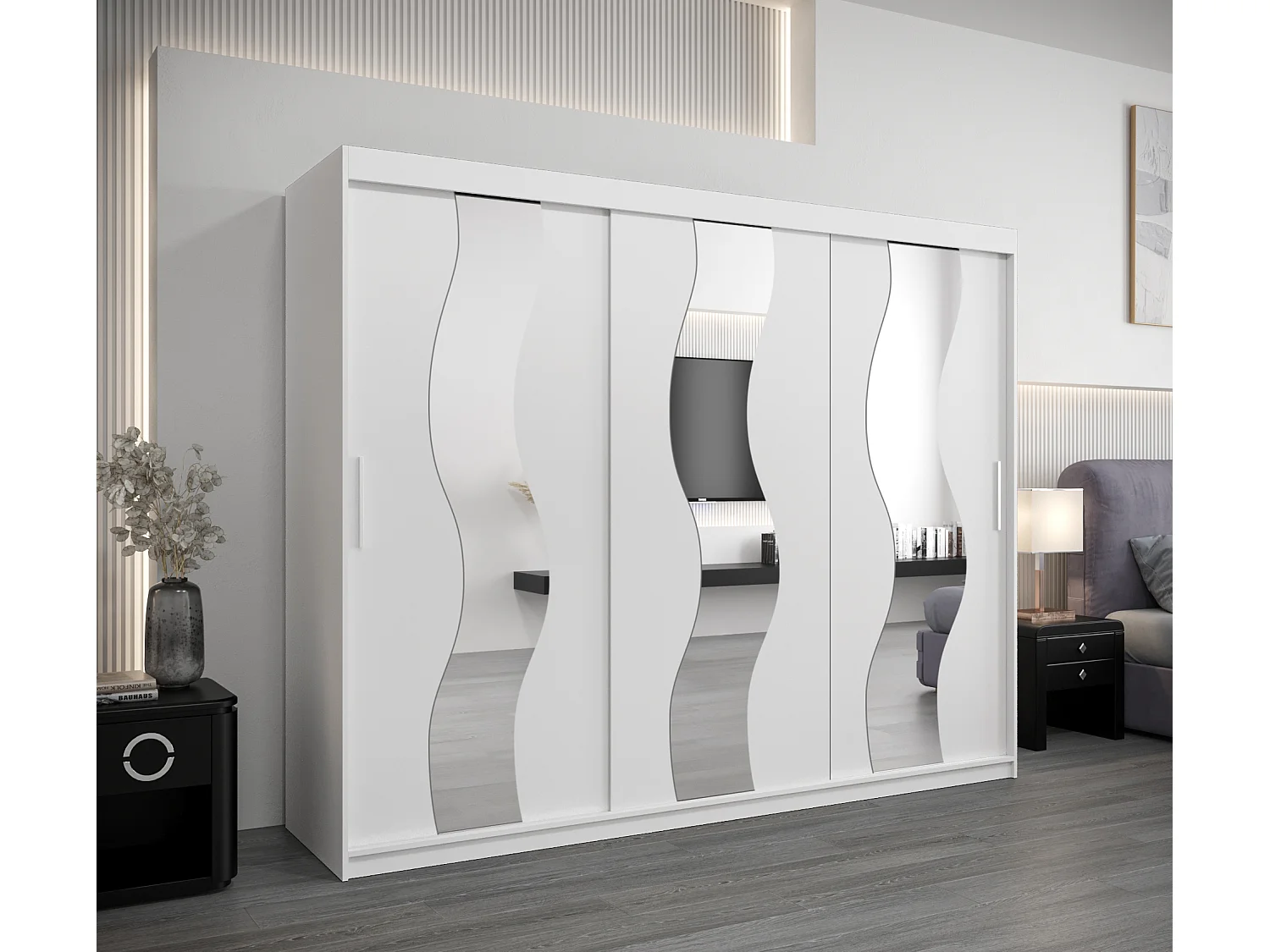 Schwebetürenschrank Sewilla 200/250/62 2-Türig (Weiß)