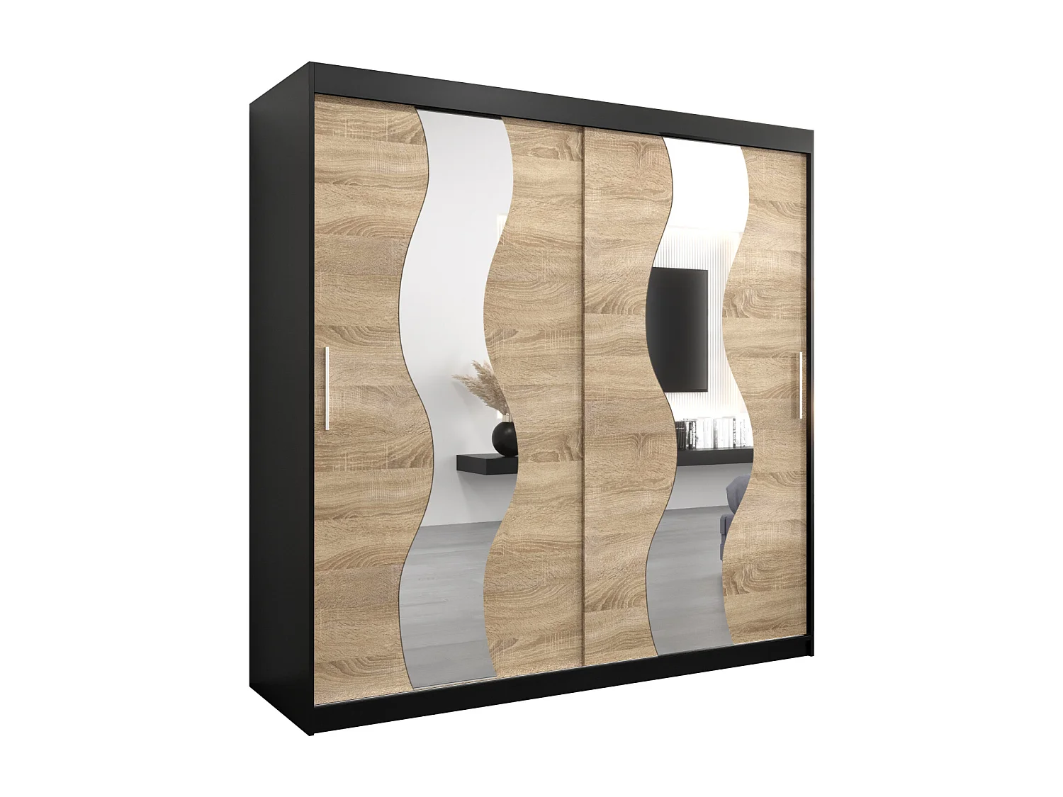 Armadio Sewilla ad ante scorrevoli 200/200/62 2 porte (nero/sonoma)