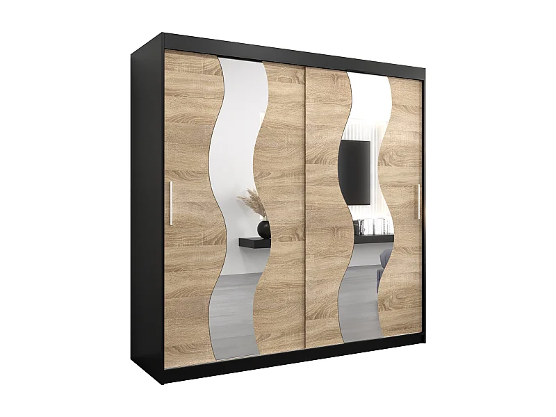 Armoire Sewilla À Portes Coulissantes 200/200/62 2 portes (Noir/Sonoma)