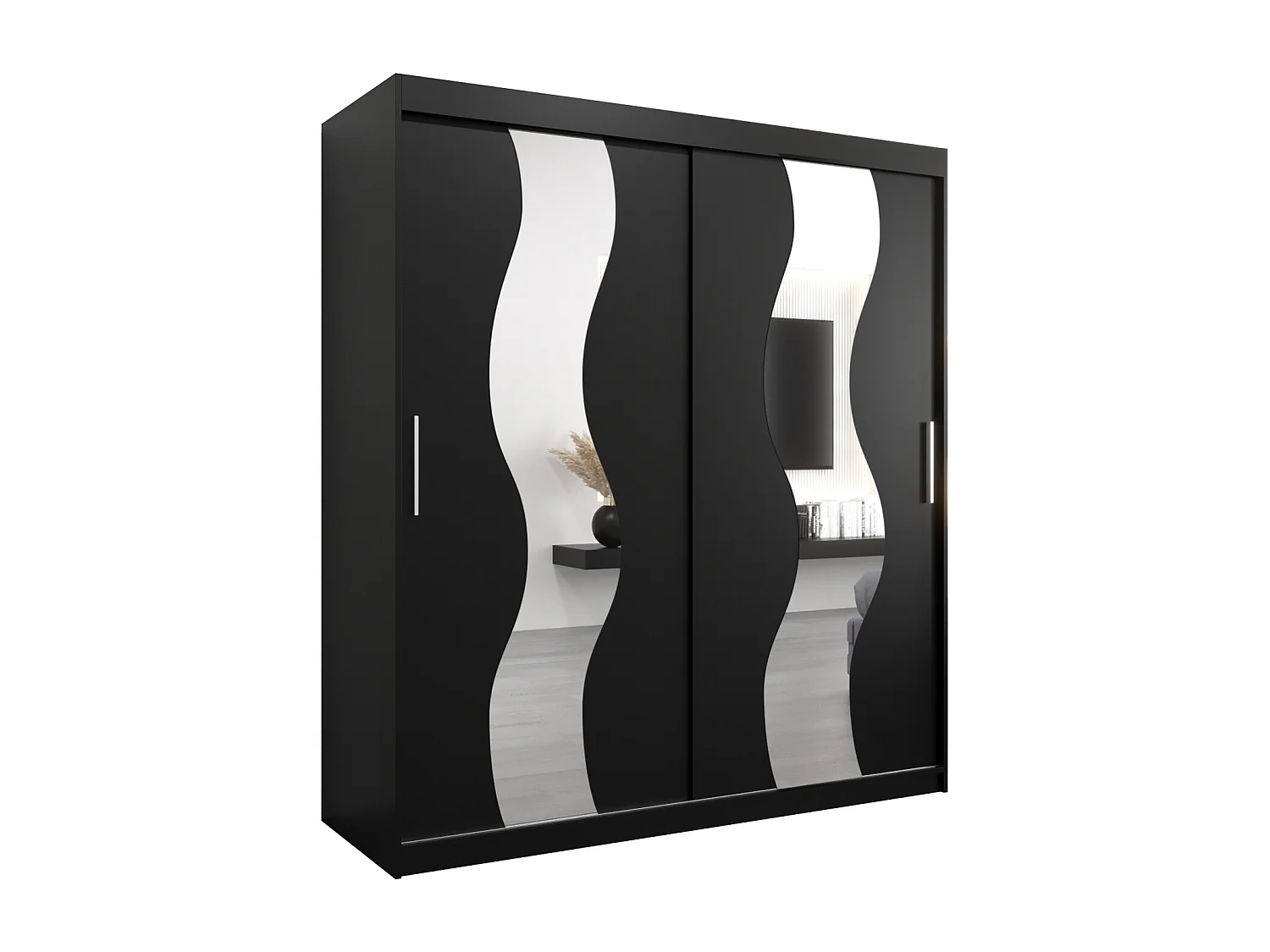 Armadio Sewilla ad ante scorrevoli 200/180/62 2 porte (nero/nero)