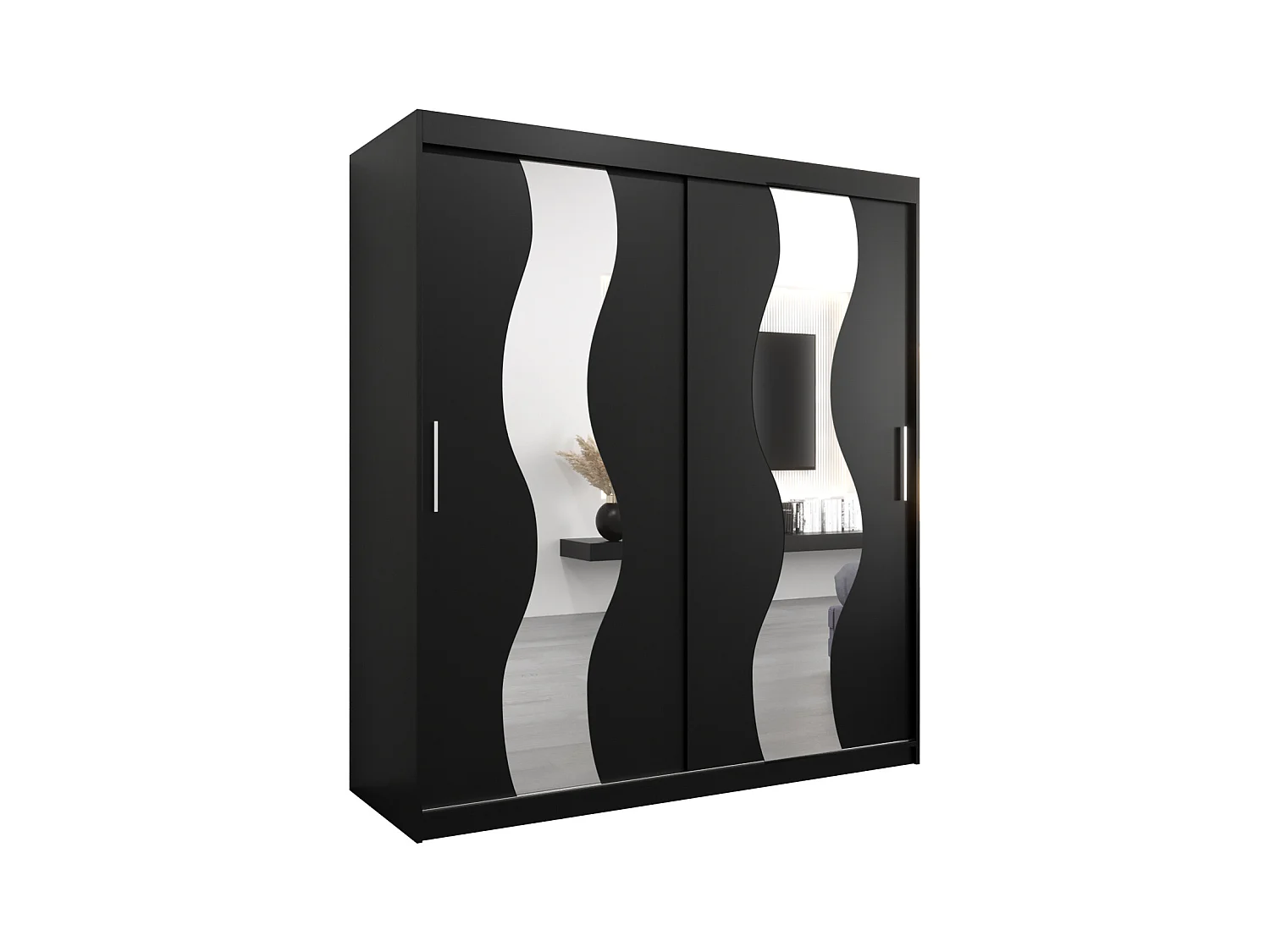 Schwebetürenschrank Sewilla 200/180/62 2-Türig (Schwarz)