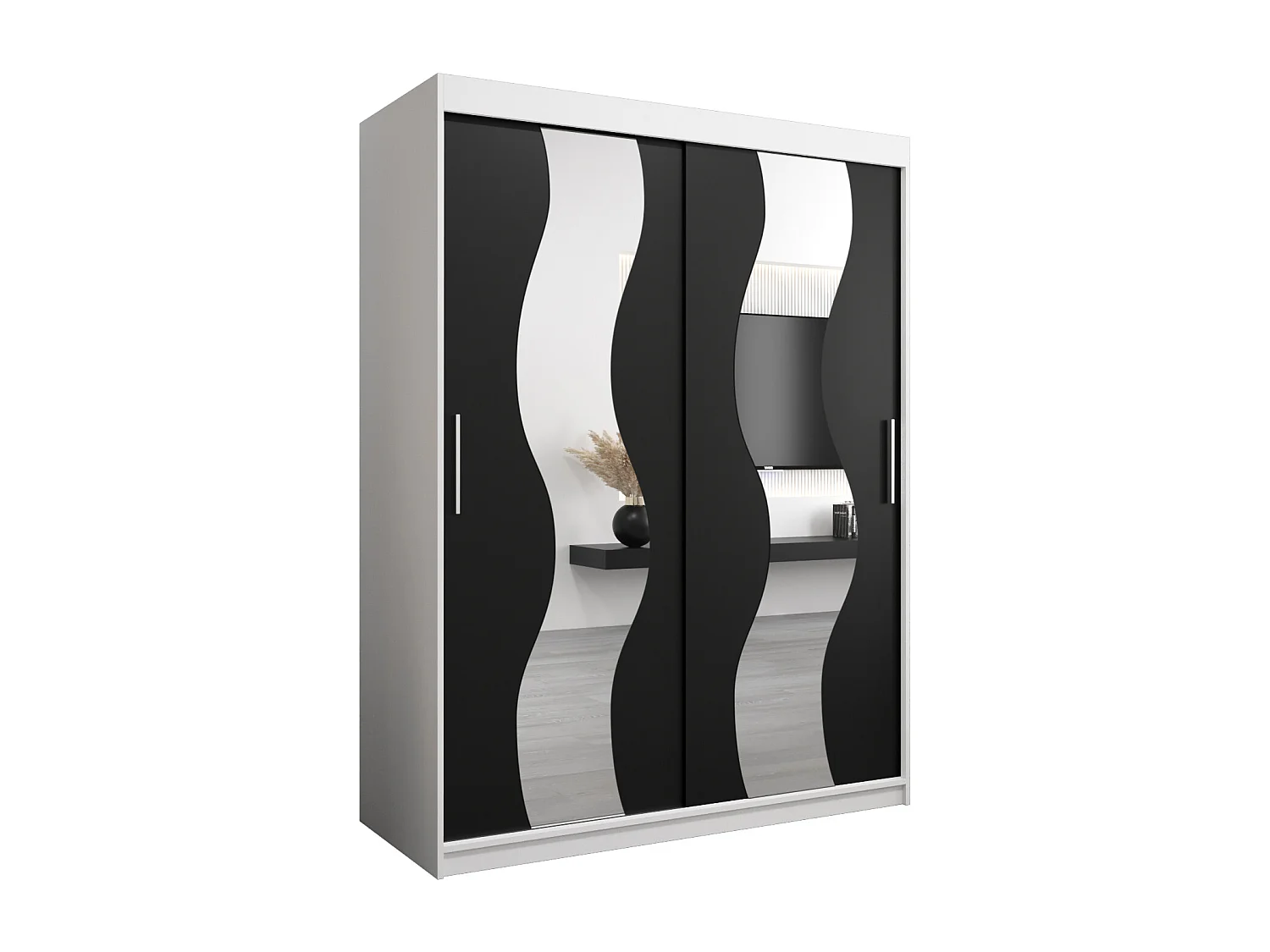 Armoire Sewilla À Portes Coulissantes 200/150/62 2 portes (Blanc/Noir)