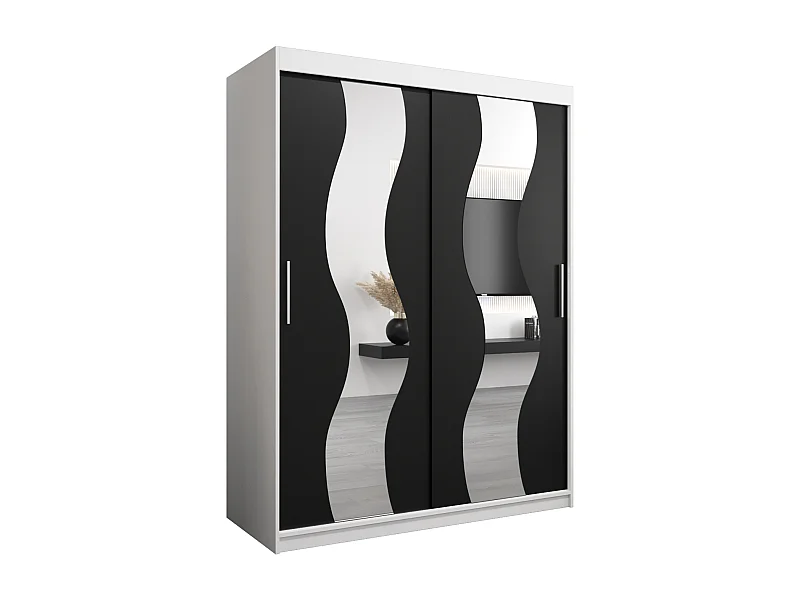 Armoire Sewilla À Portes Coulissantes 200/150/62 2 portes (Blanc/Noir)