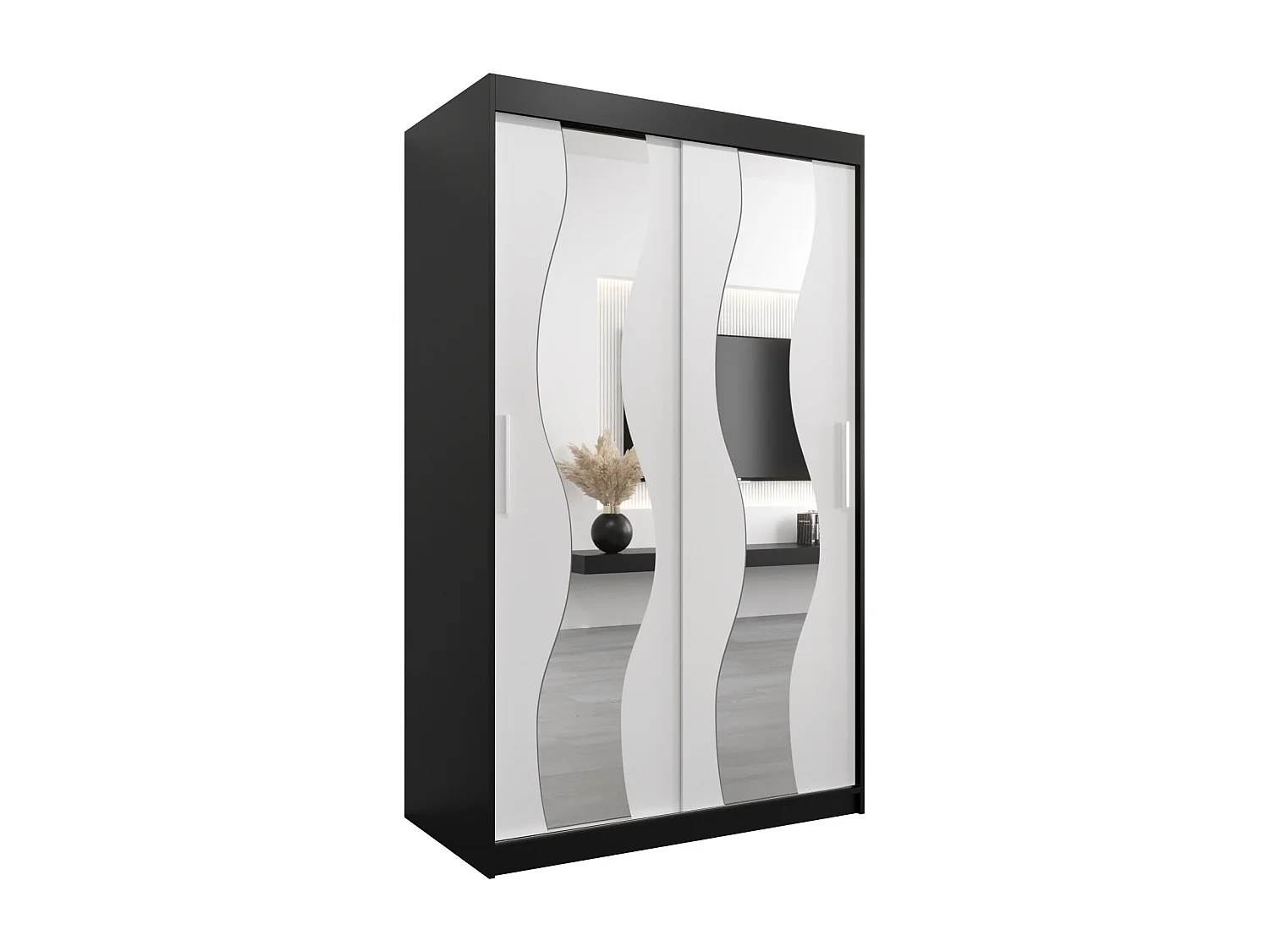 Armoire Sewilla À Portes Coulissantes 200/120/62 2 portes (Noir/Blanc)