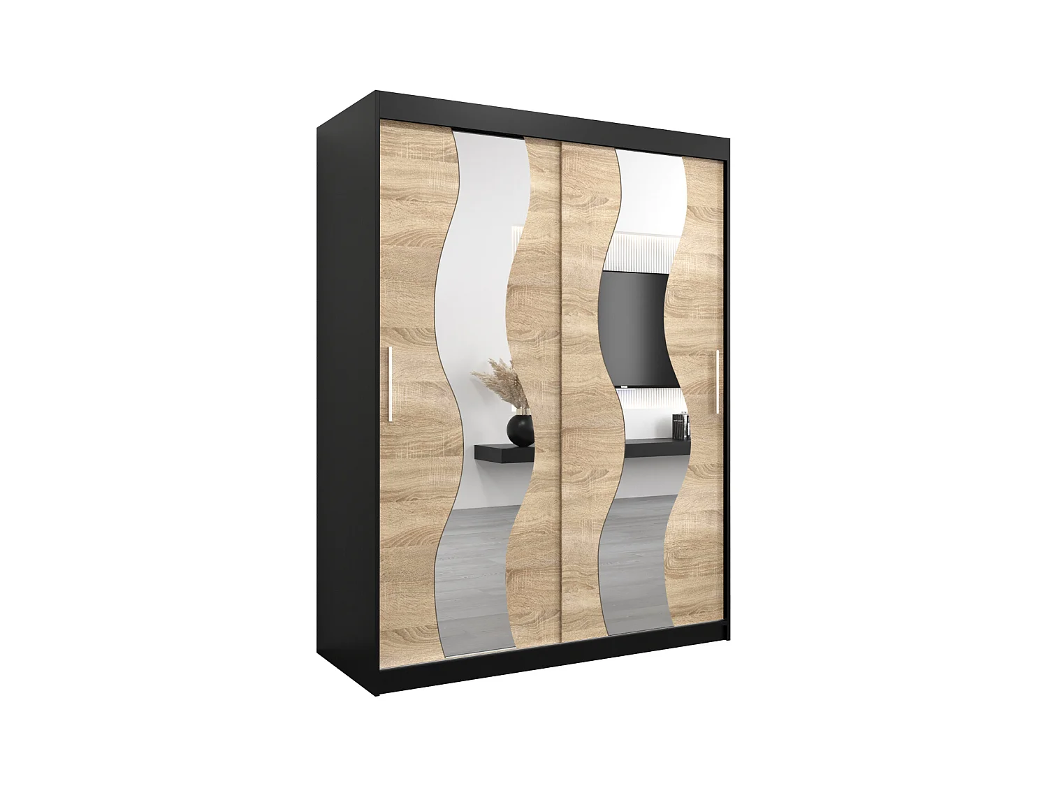 Armoire Sewilla À Portes Coulissantes 200/150/62 2 portes (Noir/Sonoma)