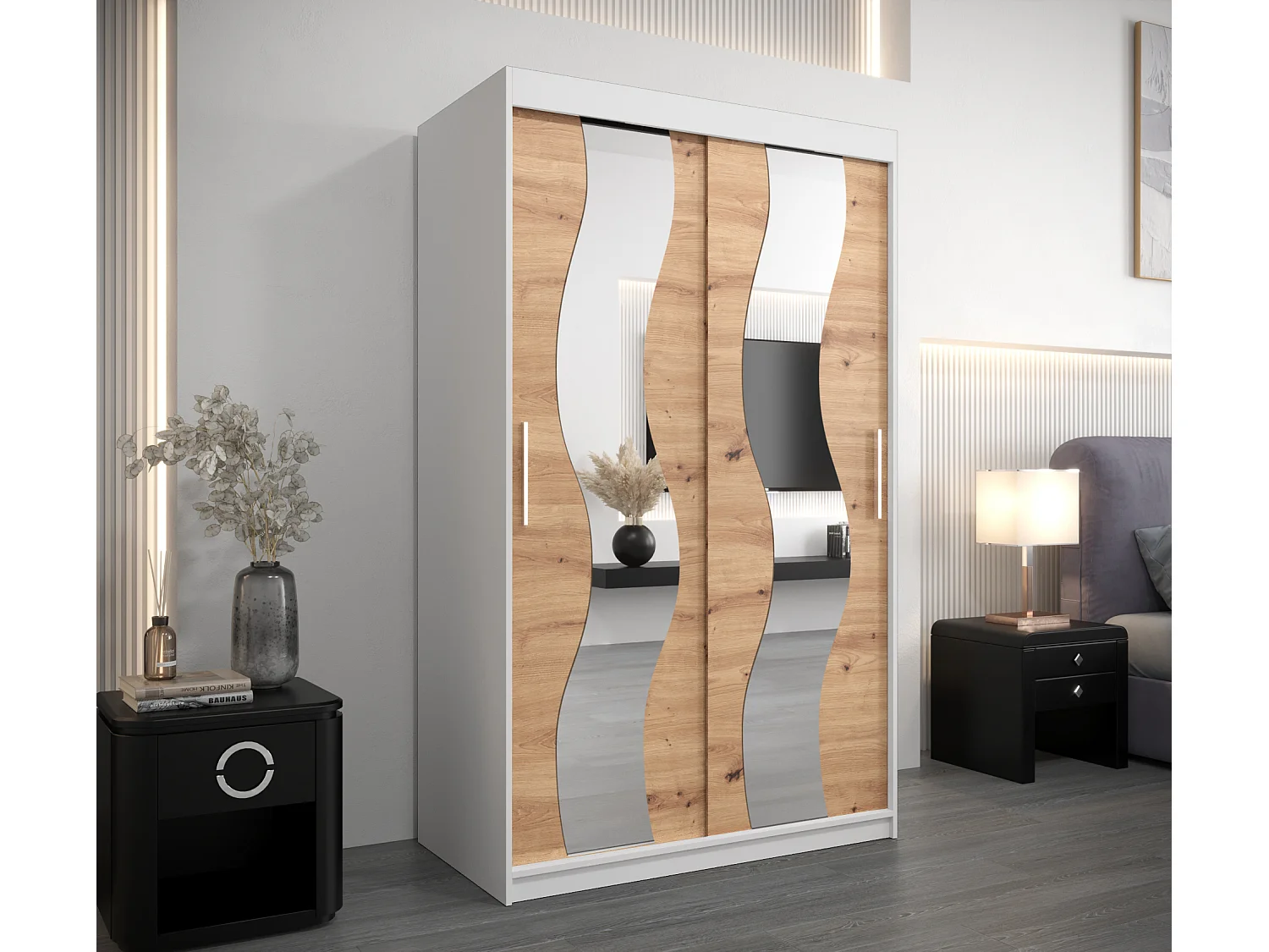 Armoire Sewilla À Portes Coulissantes 200/120/62 2 portes (Blanc/Artisan)