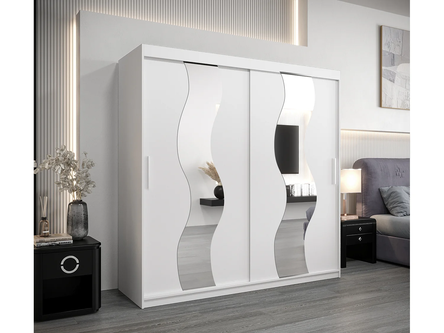 Schwebetürenschrank Sewilla 200/200/62 2-Türig (Weiß)