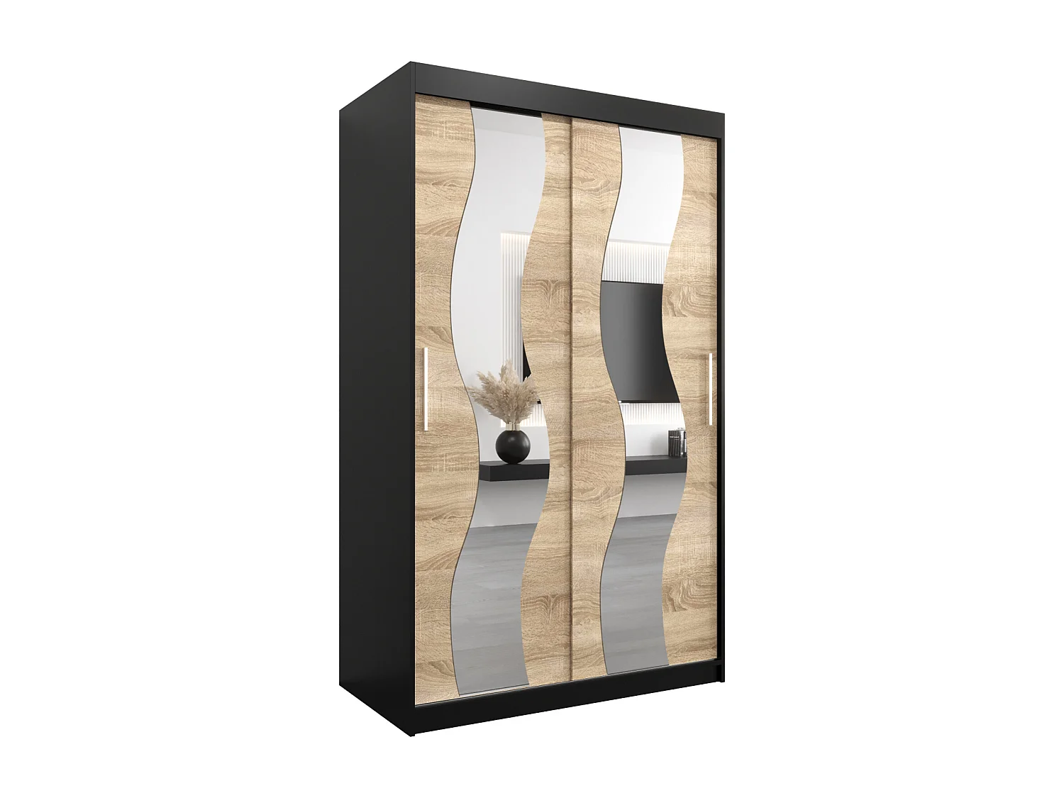 Armoire Sewilla À Portes Coulissantes 200/120/62 2 portes (Noir/Sonoma)