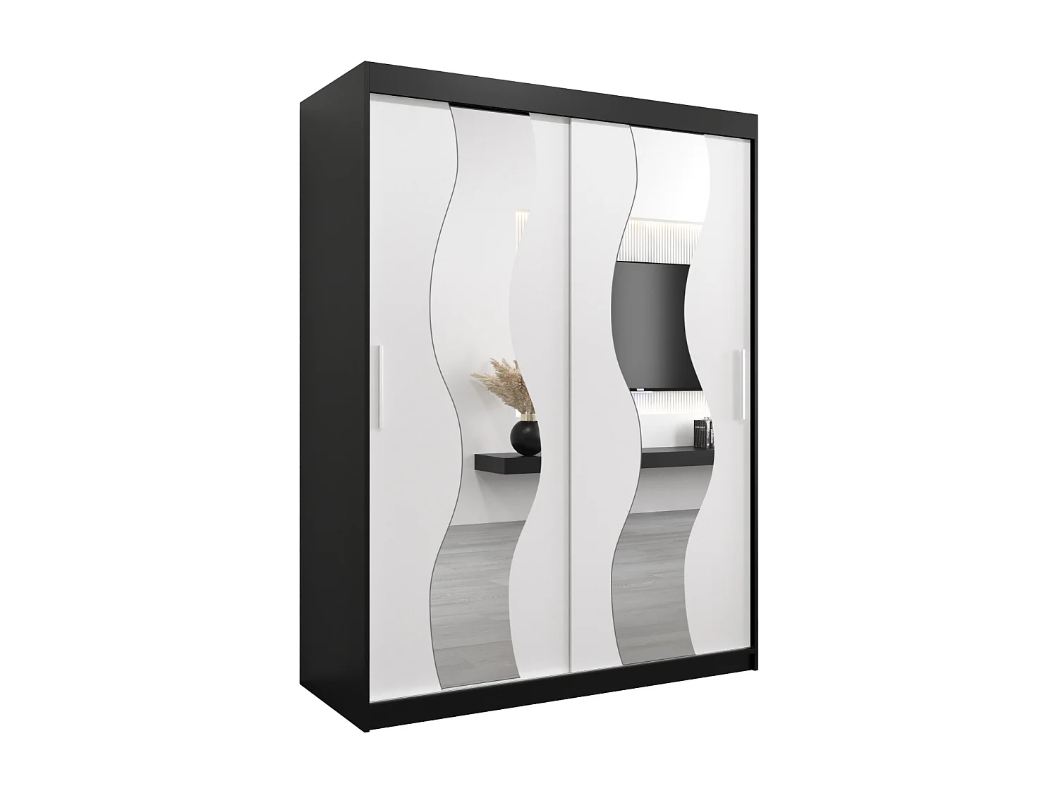 Armoire Sewilla À Portes Coulissantes 200/150/62 2 portes (Noir/Blanc)