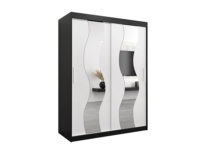 Armoire Sewilla À Portes Coulissantes 200/150/62 2 portes (Noir/Blanc)