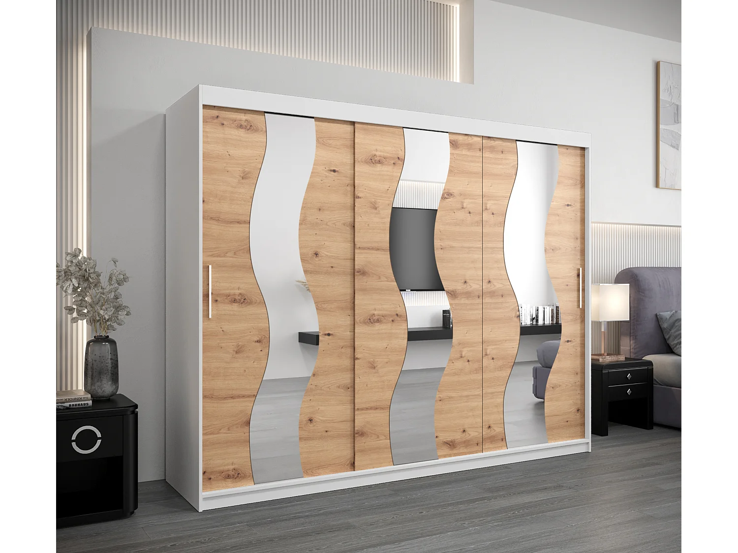 Armoire Sewilla À Portes Coulissantes 200/250/62 3 Portes (Blanc/Artisan)