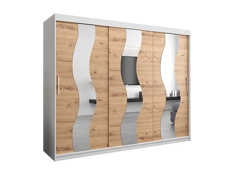 Armario SEWILLA de puertas correderas 200/250/62 3 puertas (blanco/artisan)