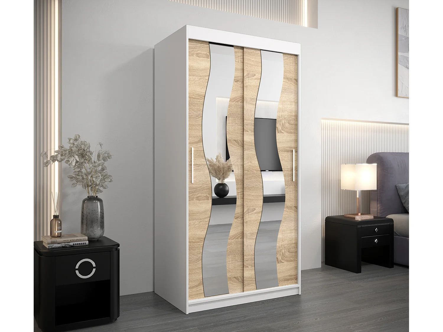 Armoire Sewilla À Portes Coulissantes 200/100/62 2 portes (Blanc/Sonoma)