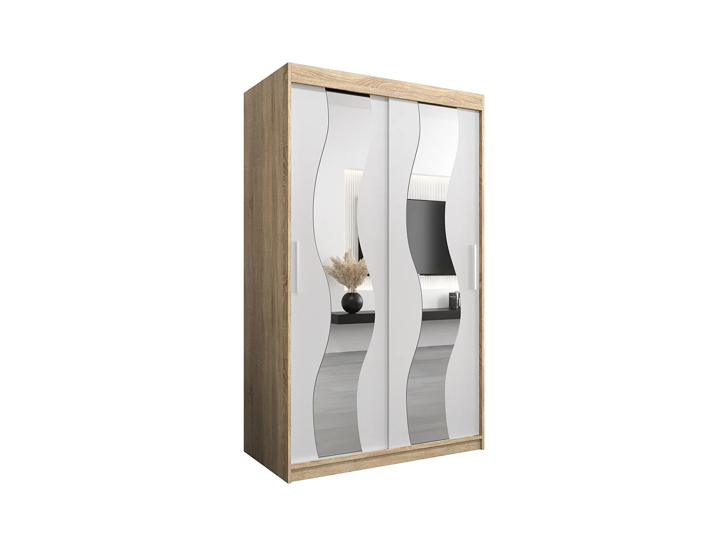 Armoire Sewilla À Portes Coulissantes 200/120/62 2 portes (Sonoma/Blanc)