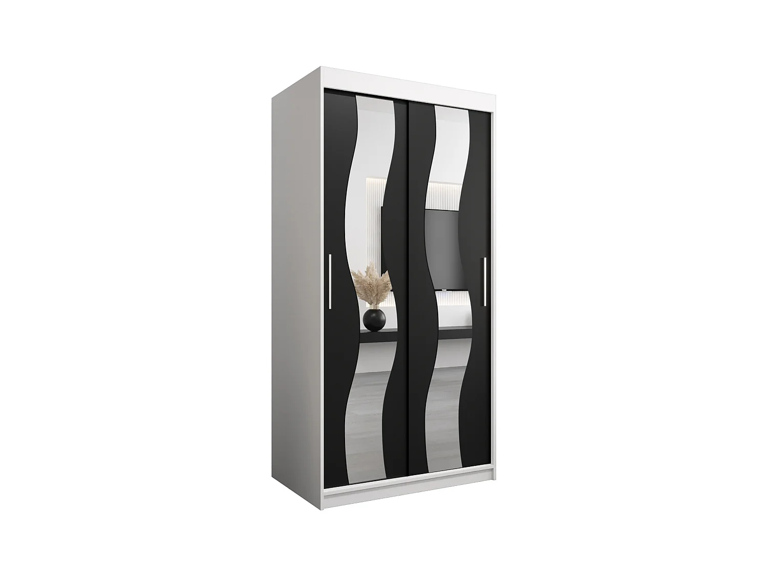 Armoire Sewilla À Portes Coulissantes 200/100/62 2 portes (Blanc/Noir)