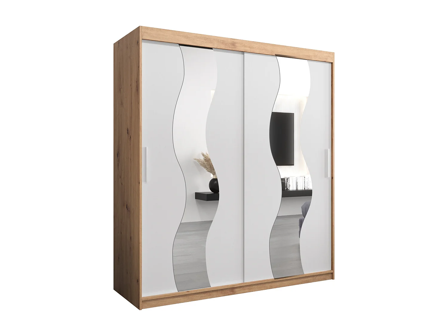 Armoire Sewilla À Portes Coulissantes 200/180/62 2 portes (Artisan/Blanc)