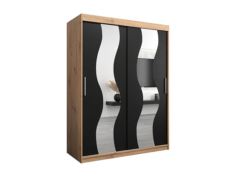 Armoire Sewilla À Portes Coulissantes 200/150/62 2 portes (Artisan/Noir)