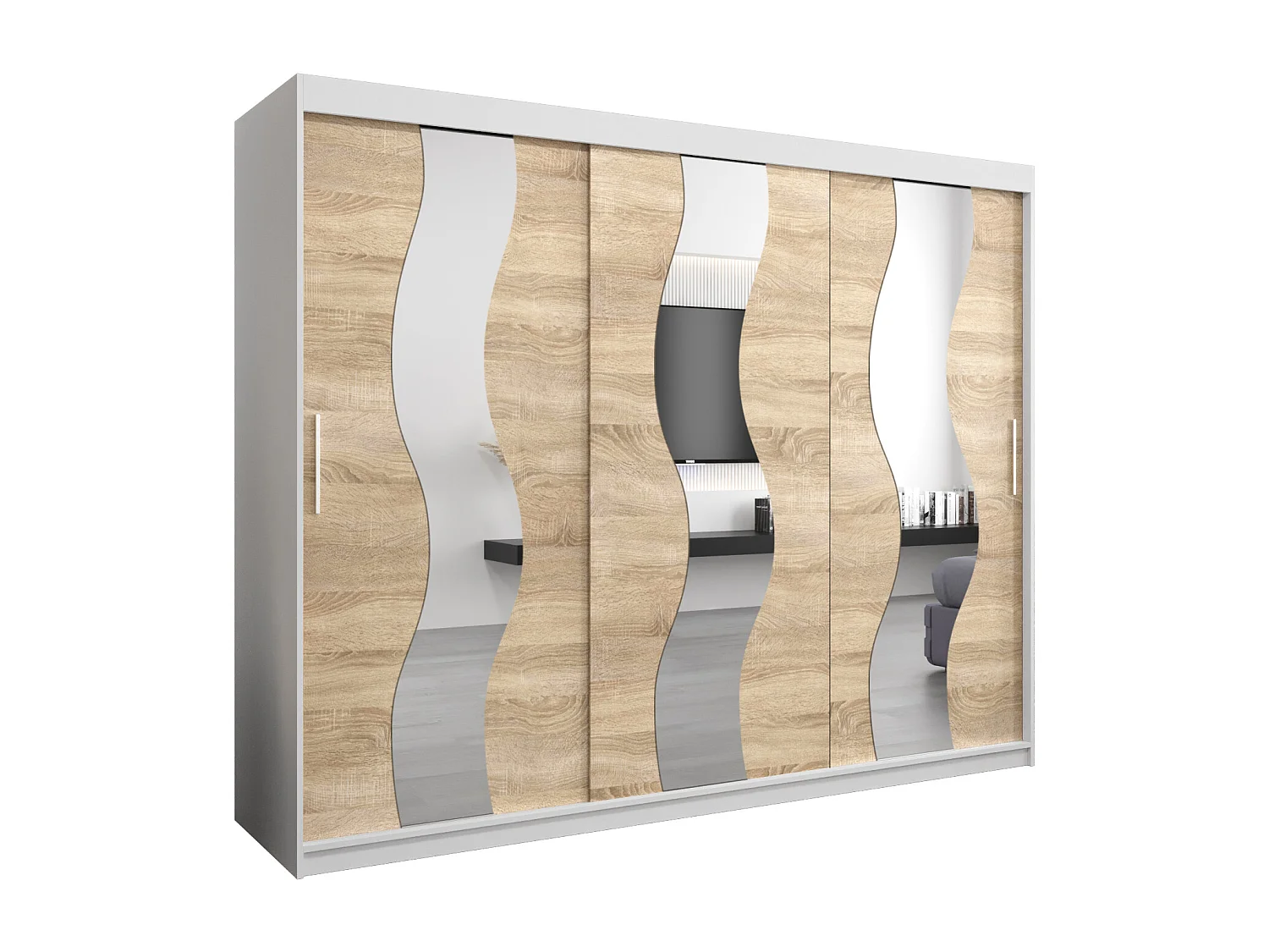 Armoire Sewilla À Portes Coulissantes 200/250/62 3 Portes (Blanc/Sonoma)