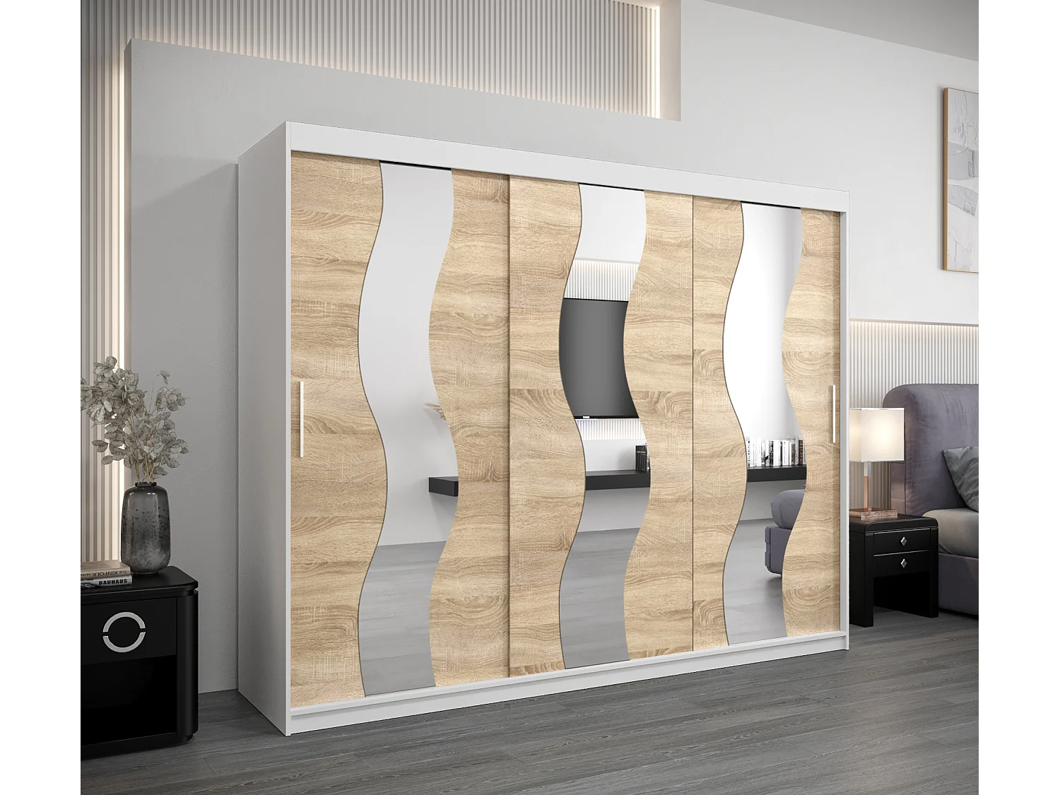 Armoire Sewilla À Portes Coulissantes 200/250/62 3 Portes (Blanc/Sonoma)