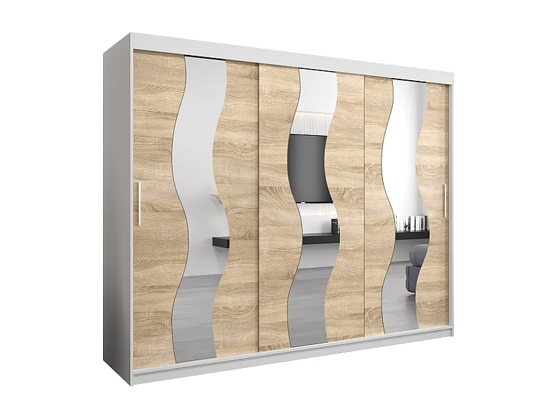 Armario SEWILLA de puertas correderas 200/250/62 3 puertas (blanco/sonoma)