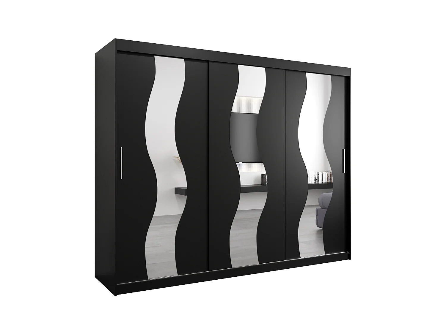 Schwebetürenschrank Sewilla 200/250/62 2-Türig (Schwarz)