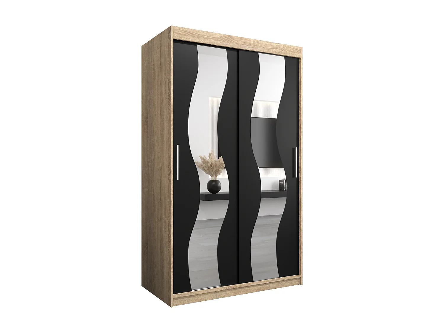 Armoire Sewilla À Portes Coulissantes 200/120/62 2 portes (Sonoma/Noir)