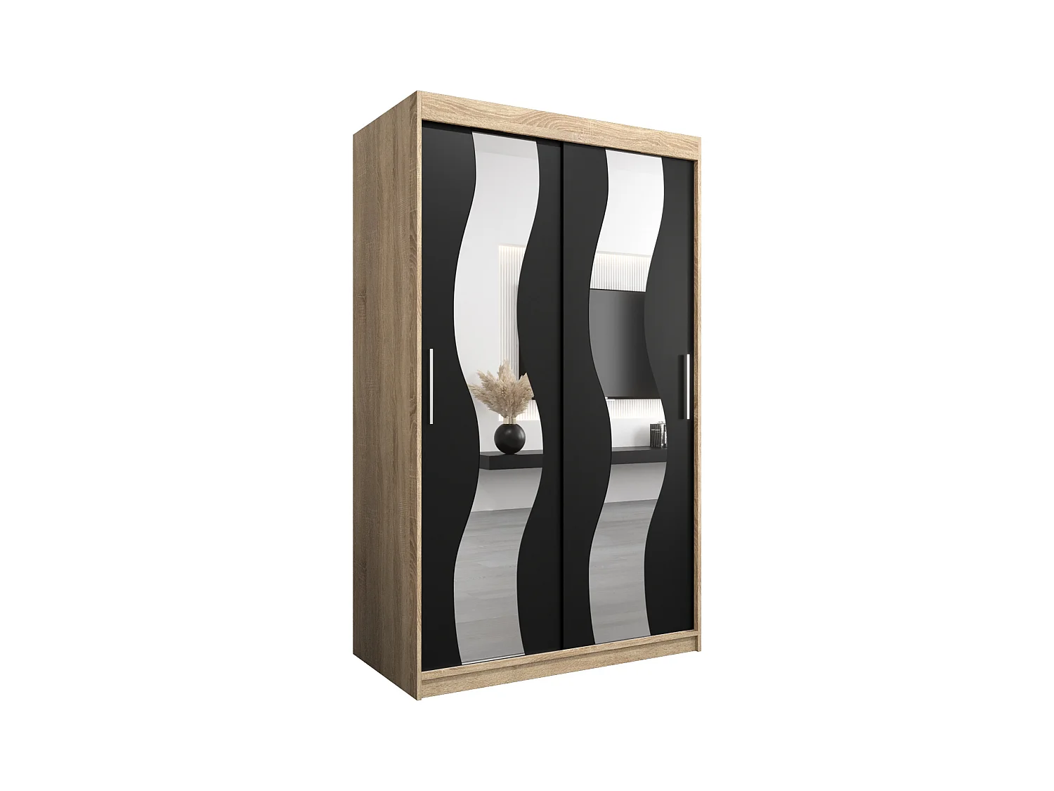 Armoire Sewilla À Portes Coulissantes 200/120/62 2 portes (Sonoma/Noir)