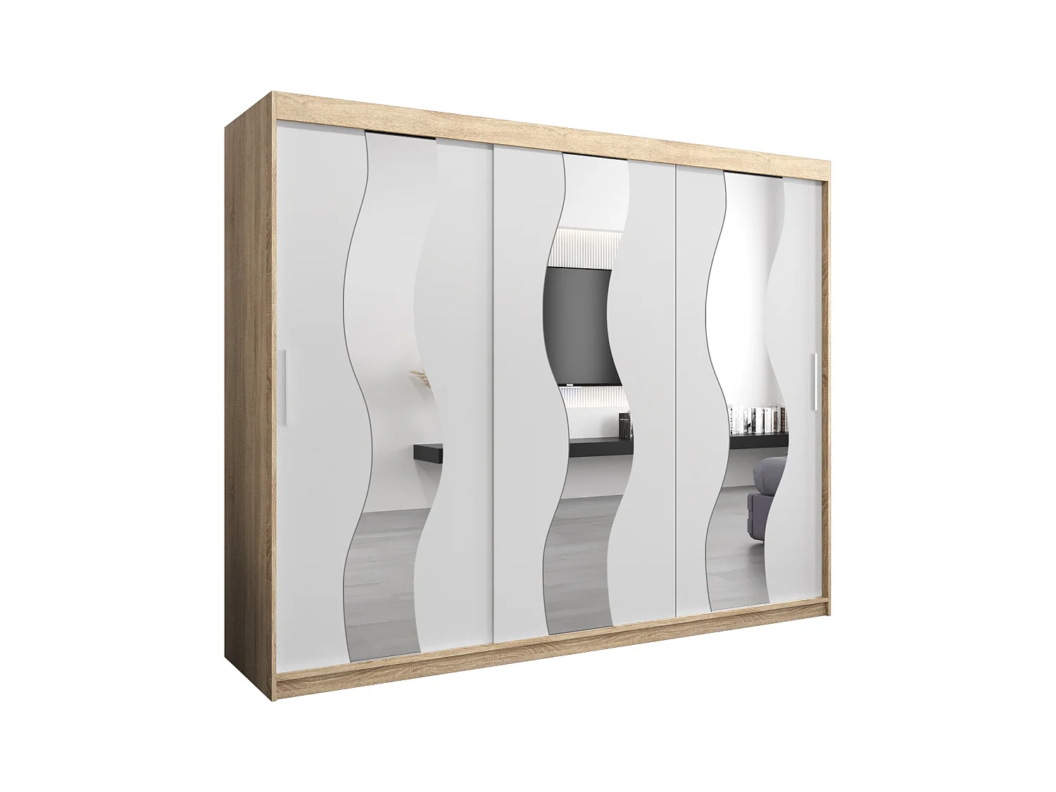 Schwebetürenschrank Sewilla 200/250/62 2-Türig (Sonoma/Weiß)