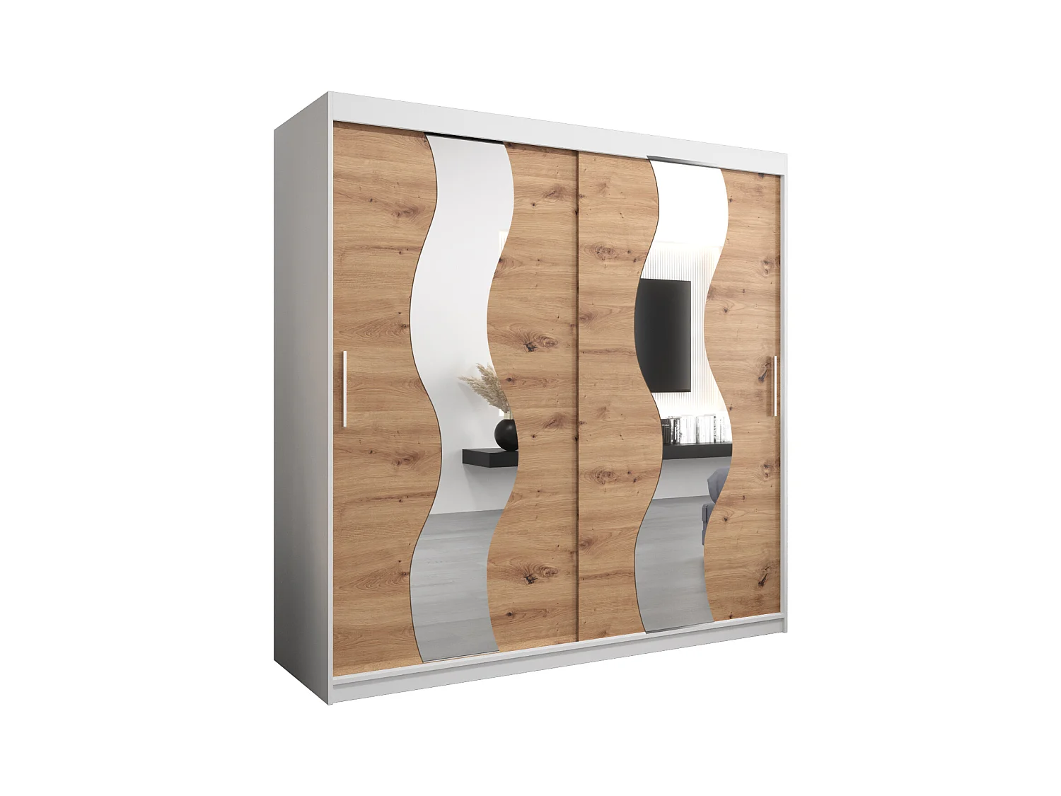 Armadio Sewilla ad ante scorrevoli 200/200/62 2 porte (bianco/artisan)