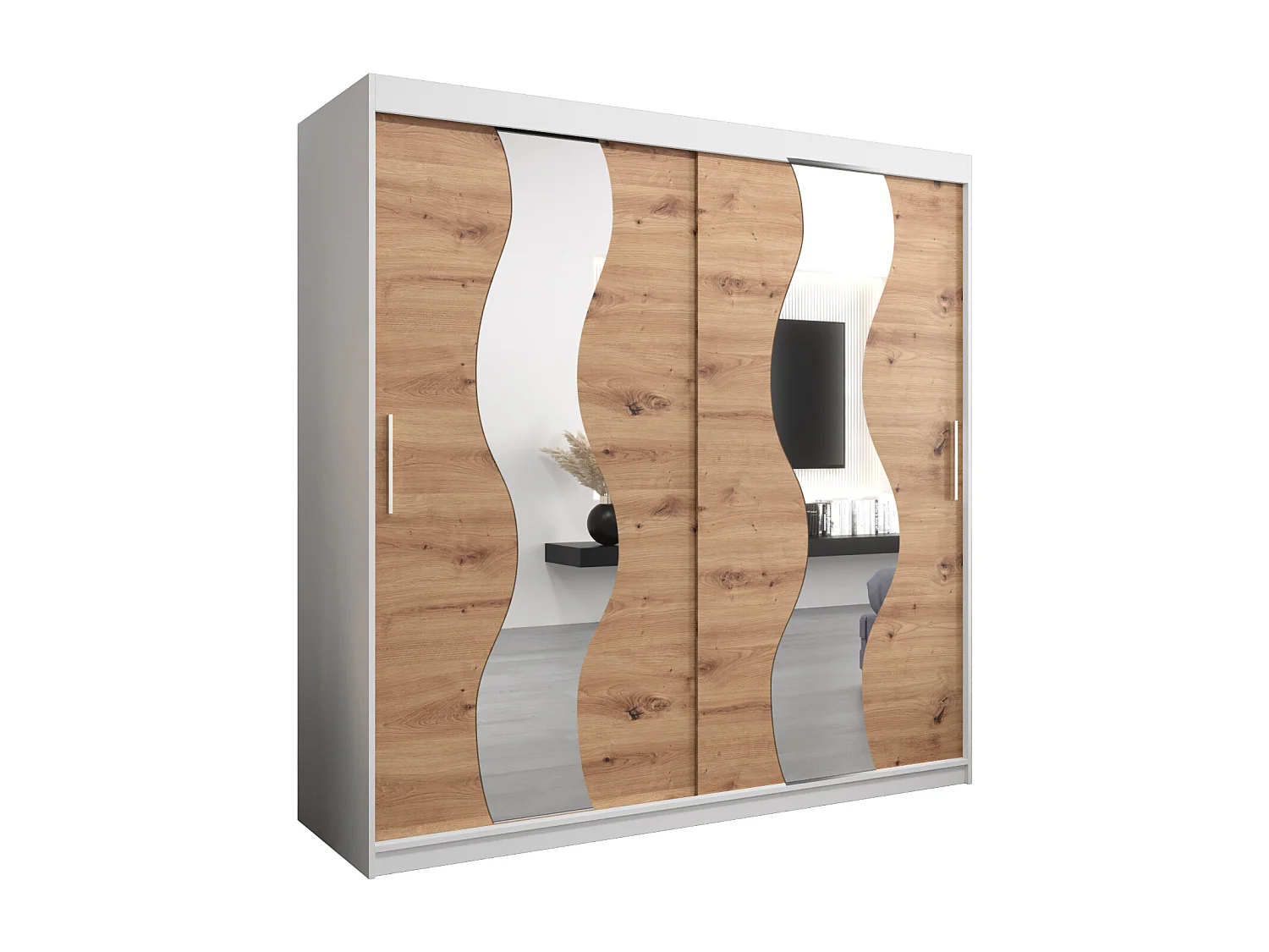 Armoire Sewilla À Portes Coulissantes 200/200/62 2 portes (Blanc/Artisan)