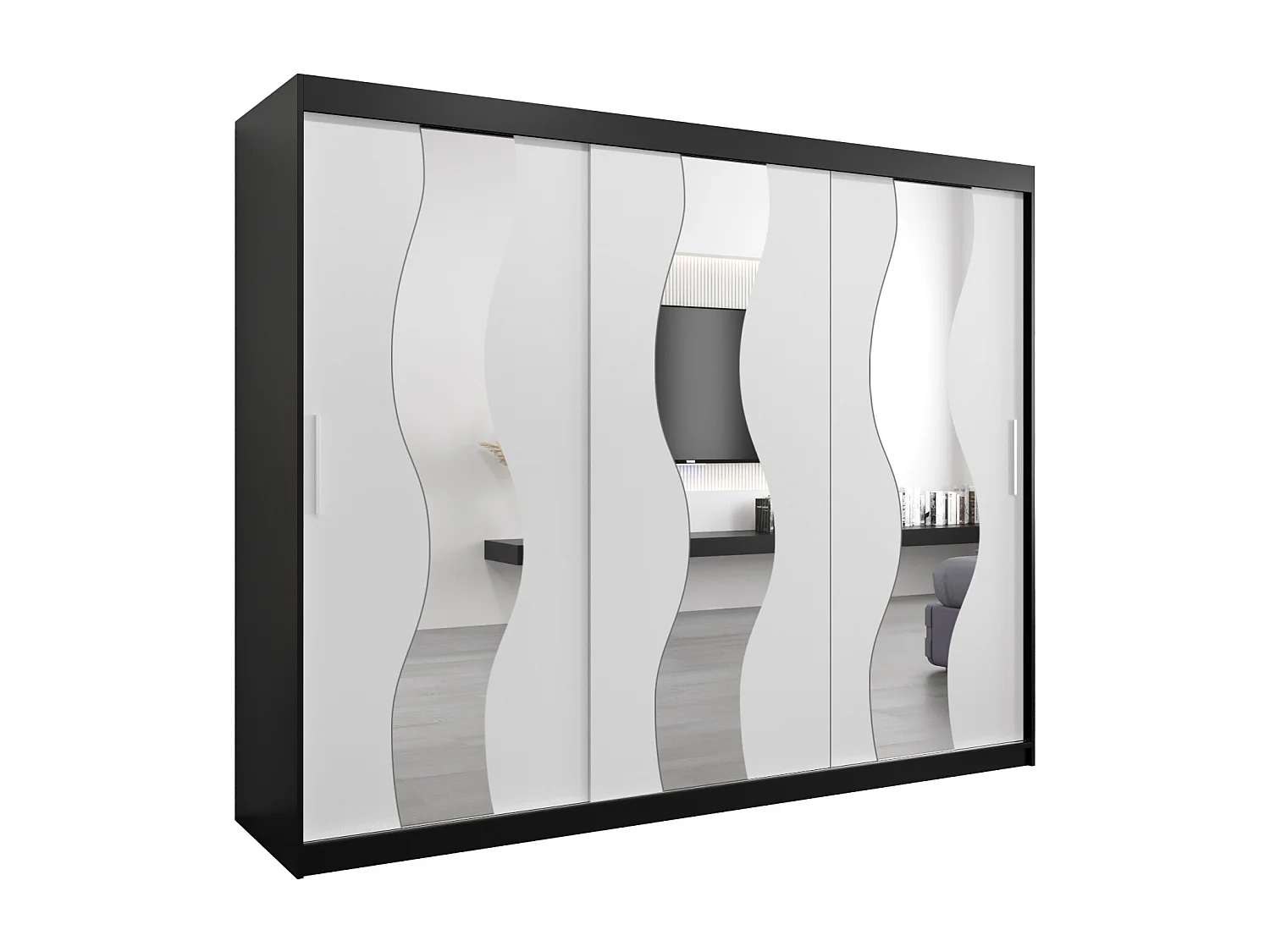 Armoire Sewilla À Portes Coulissantes 200/250/62 3 Portes (Noir/Blanc)