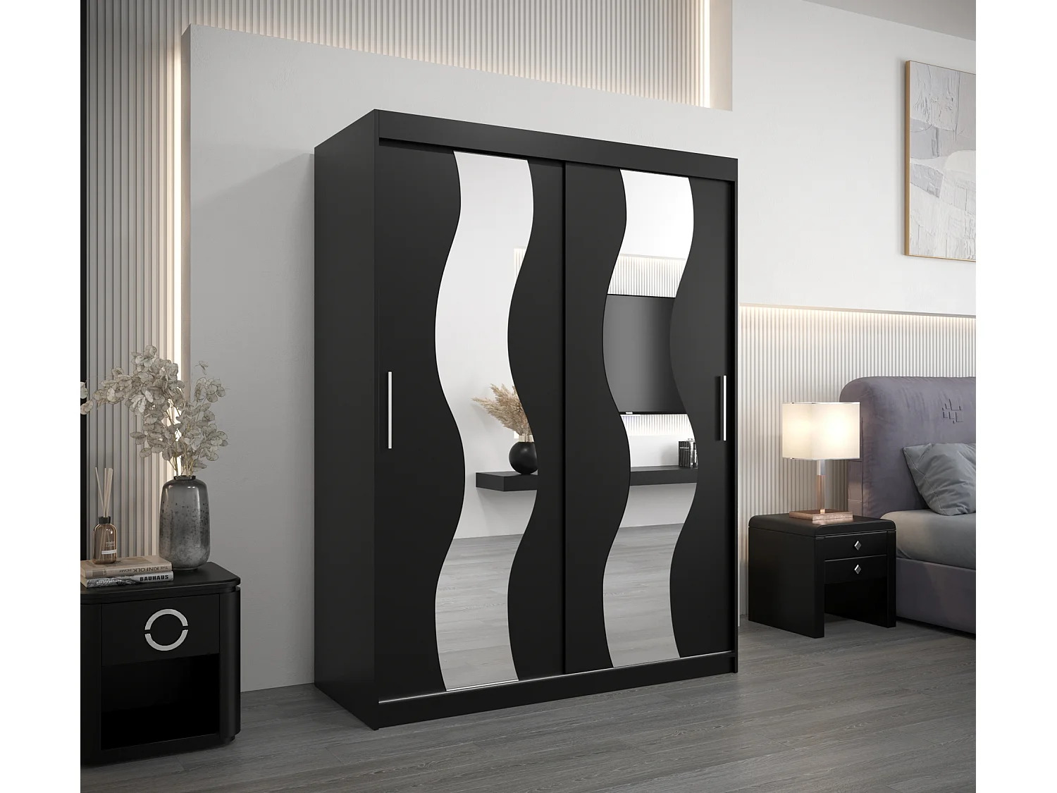 Armoire Sewilla À Portes Coulissantes 200/150/62 2 portes (Noir/Noir)