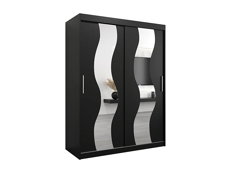 Sewilla kledingkast met schuifdeuren 200/150/62 2 deuren (zwart/zwart)