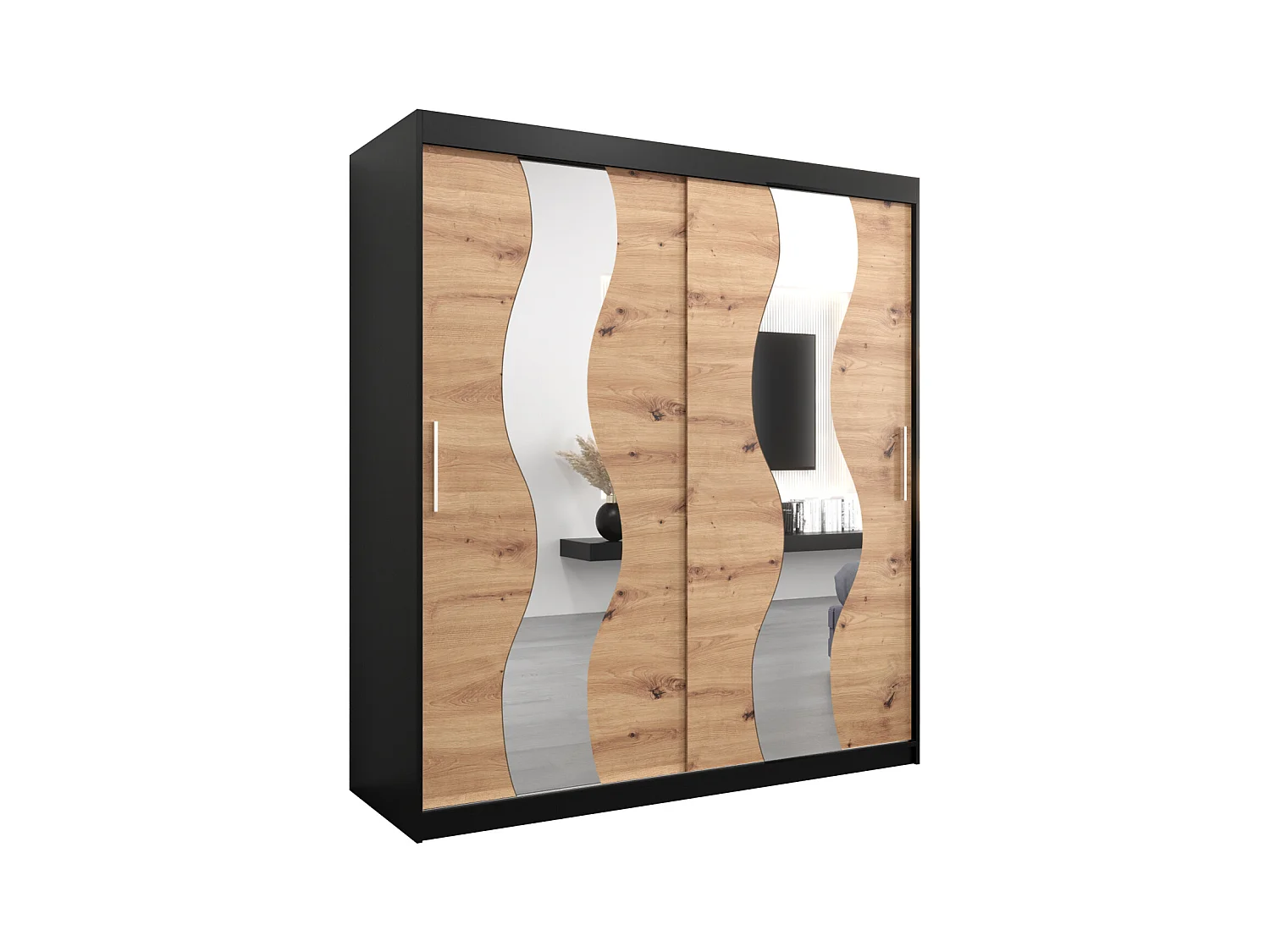 Armoire Sewilla À Portes Coulissantes 200/180/62 2 portes (Noir/Artisan)