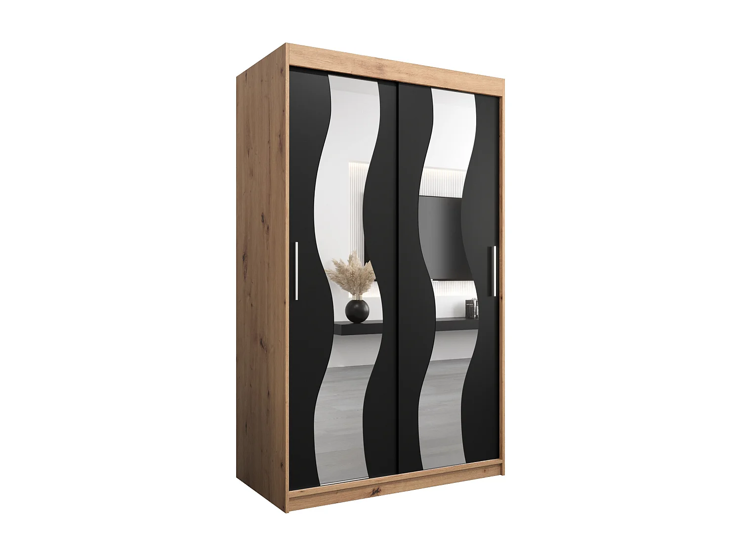 Armoire Sewilla À Portes Coulissantes 200/120/62 2 portes (Artisan/Noir)