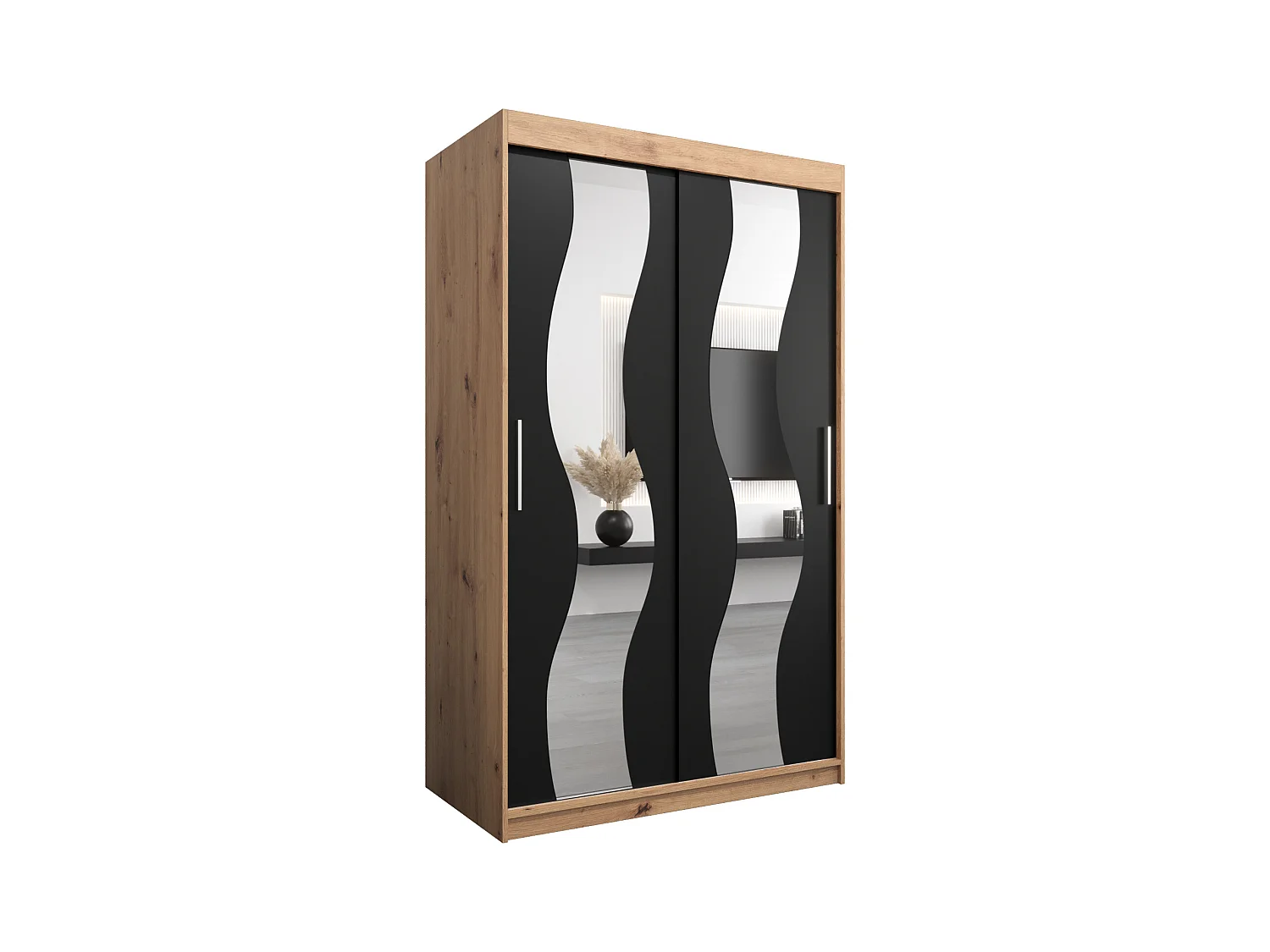 Armoire Sewilla À Portes Coulissantes 200/120/62 2 portes (Artisan/Noir)