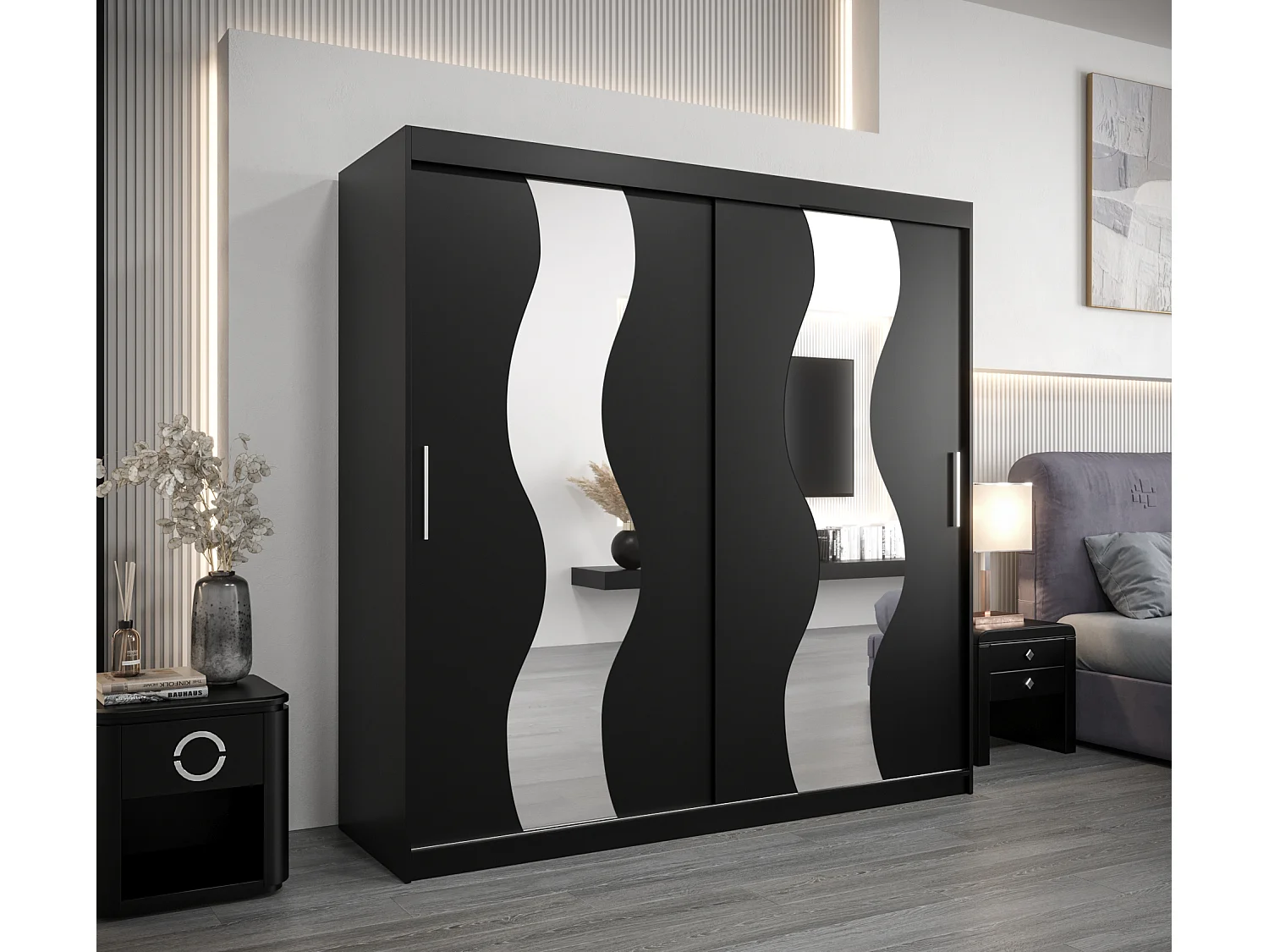 Armoire Sewilla À Portes Coulissantes 200/200/62 2 portes (Noir/Noir)