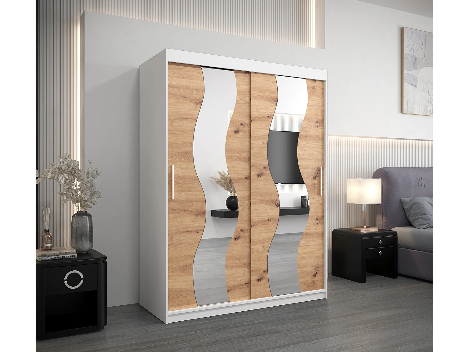 Armoire Sewilla À Portes Coulissantes 200/150/62 2 portes (Blanc/Artisan)