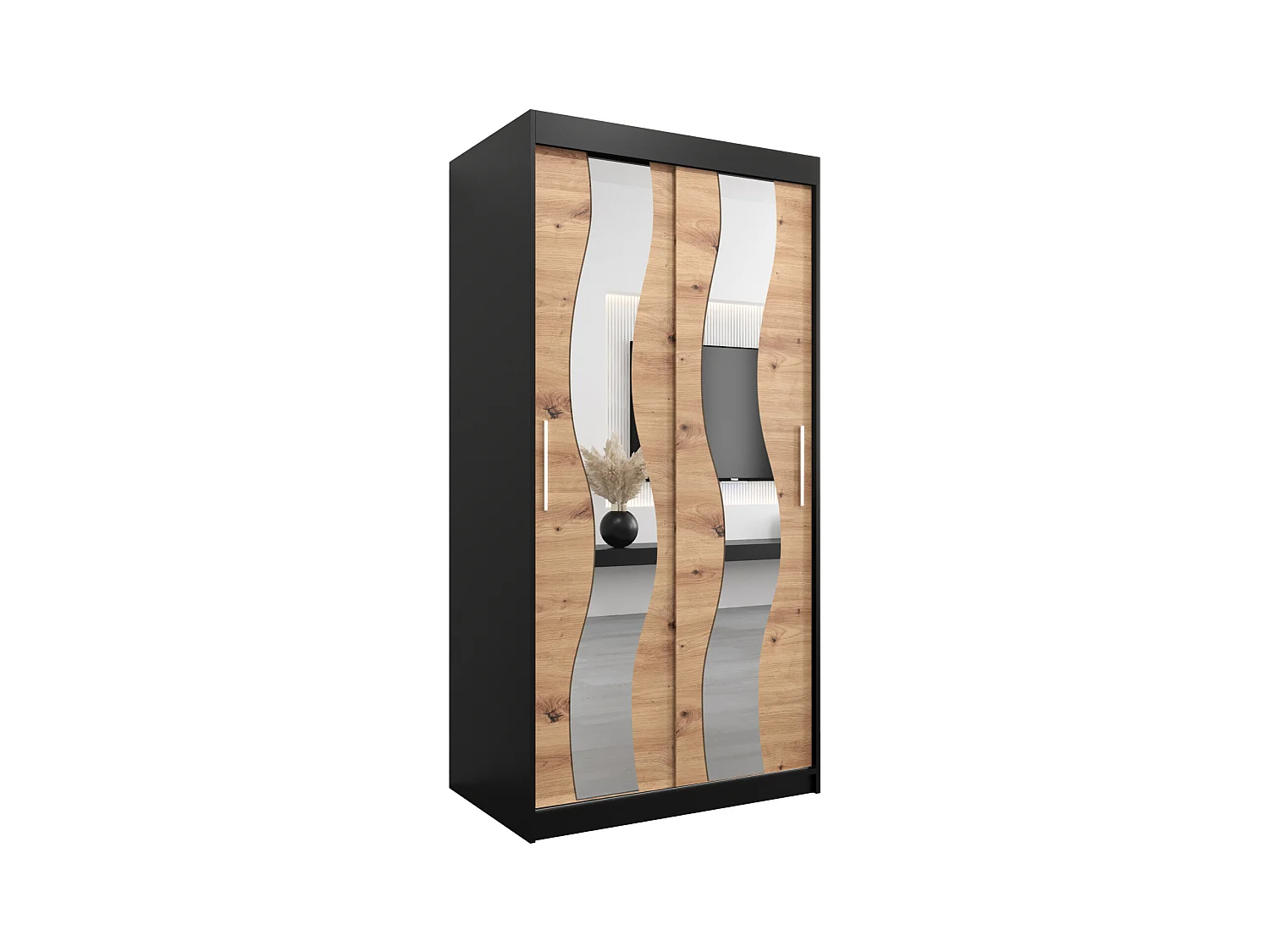 Armoire Sewilla À Portes Coulissantes 200/100/62 2 portes (Noir/Artisan)