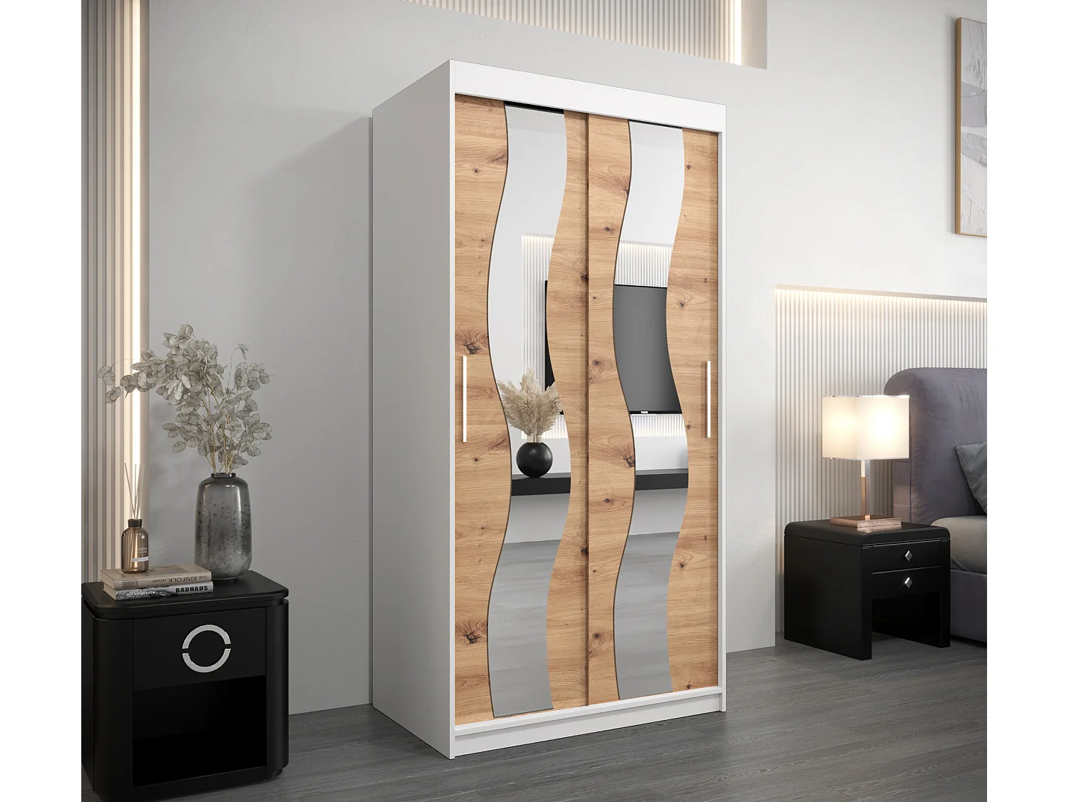 Armoire Sewilla À Portes Coulissantes 200/100/62 2 portes (Blanc/Artisan)