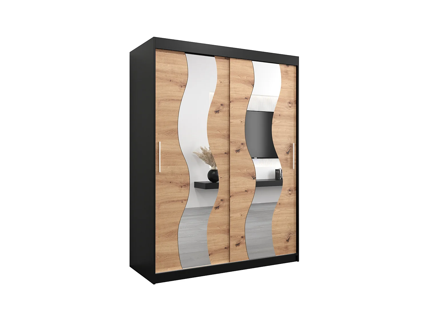 Armoire Sewilla À Portes Coulissantes 200/150/62 2 portes (Noir/Artisan)